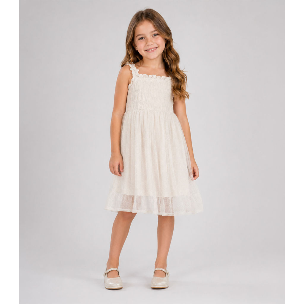Vestido Menina Cotton Leve Trick Nick Bege
