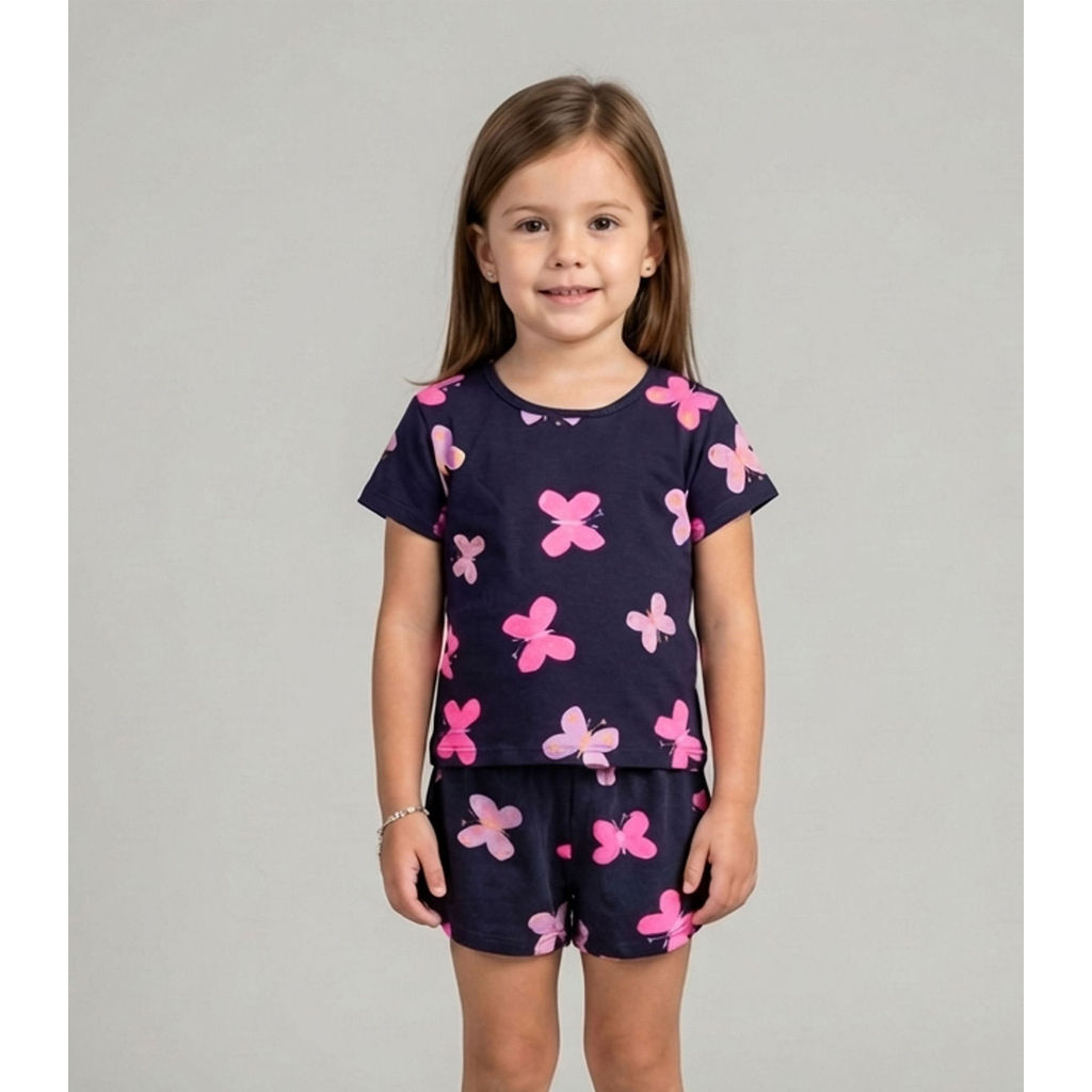 Pijama Infantil Menina Blusa E Short Select Azul
