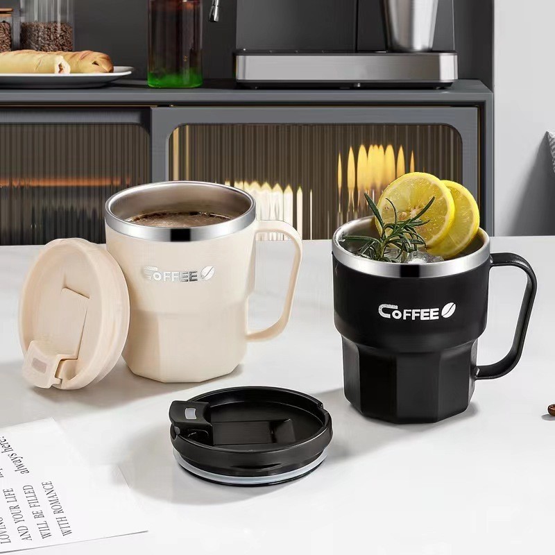 Caneca Térmica para Café 400ml Inox 304 com Tampa Uso em Casa e Escritório