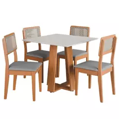Conjunto Sala de Jantar Mesa Athenas Quadrada 4 Cadeiras Santiago Dobuê