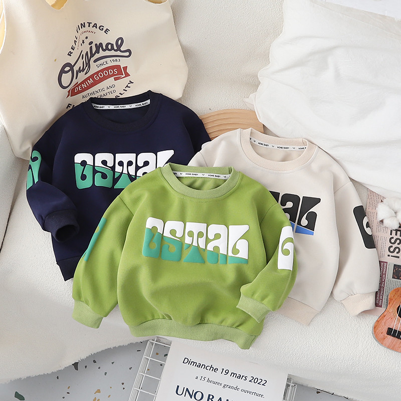 Meninos primavera outono estilo ocidental camiseta de manga comprida moletom infantil roupas de primavera fina versão co