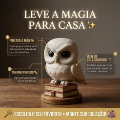 Coruja Hedwig 12cm Harry Potter Estatua Decorativa Sobre Livros Escultura Colecionavel Geek Hogwarts