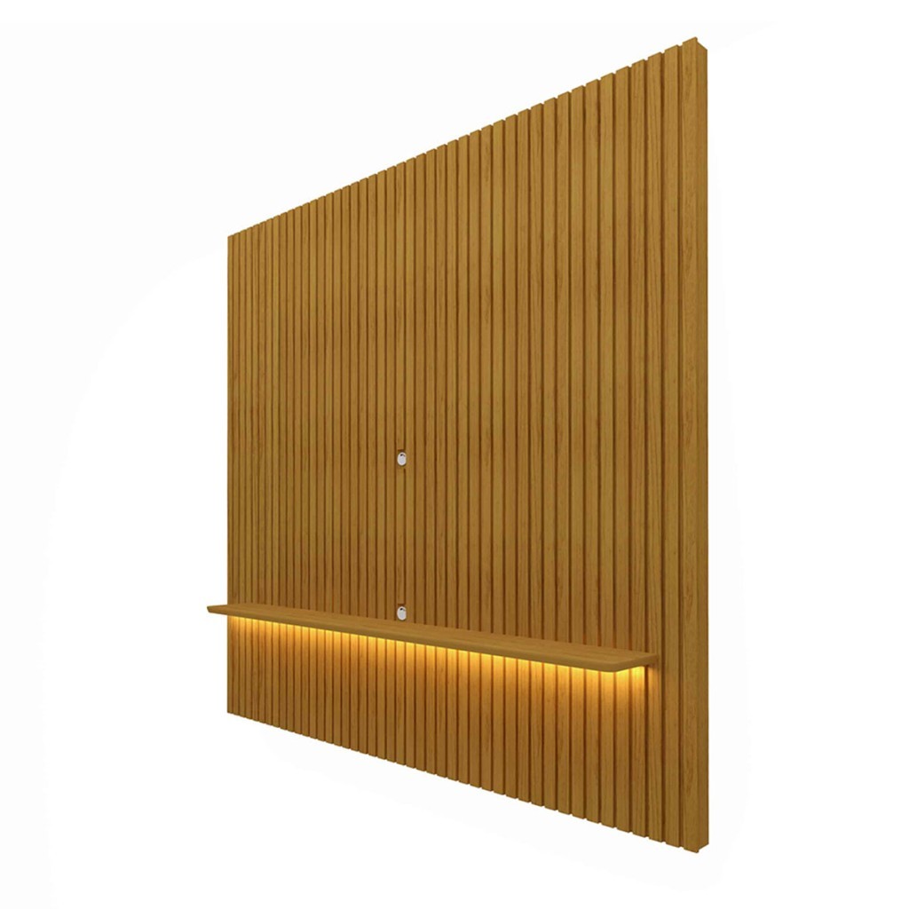 Painel para TV Até 75 Polegadas Nobre 1 Prateleira Ripado com Led 100% Mdf Naturale - Gelius — imagem 2 de 2