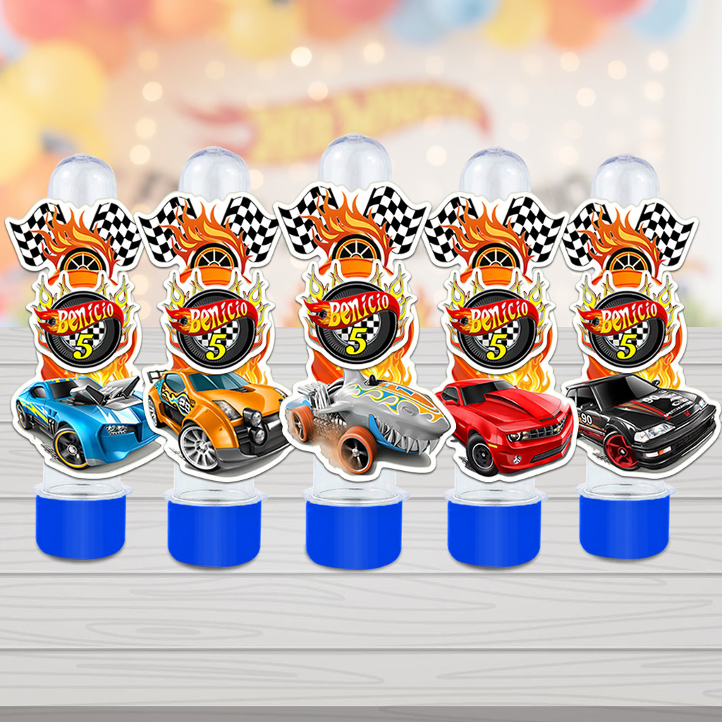 Tubete 3D Hot Wheels para Lembrancinha de Festa
