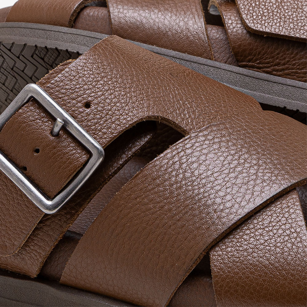 Sandália Masculina Dock Couro Marrom · foto 2
