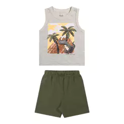 Conjunto Bebê Menino Aventura Curto Elian Cinza