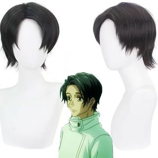 Ottokotsu judeu COS peruca Natural preto lado Split lobo cauda cabelo curto completo chapelaria feitiço luta Anime peruc