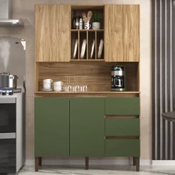 Armário Kit Cozinha com 4 Portas, 3 Gavetas AC4430 Bege/Carvalho Oak/Arbo Carvalho Oak / Arbo