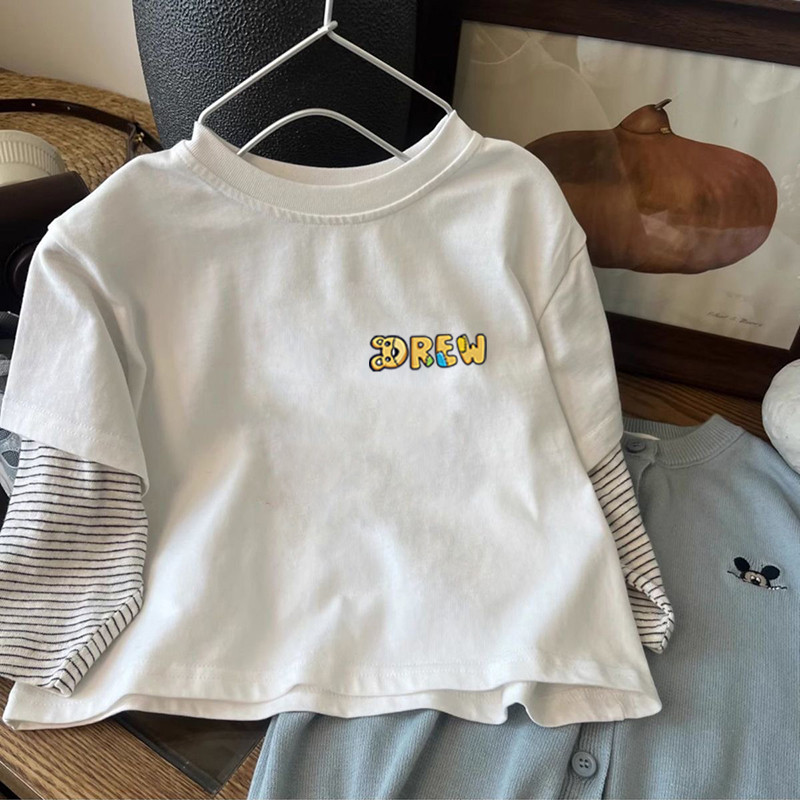 100% algodão meninos listrado em torno do pescoço manga longa camiseta primavera outono novo estilo crianças bebê moda v