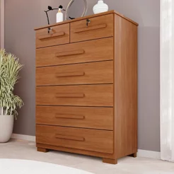 Cômoda para Quarto 7 Gavetas Topázio Expresso Móveis Marrom/Cinamomo Cinamomo