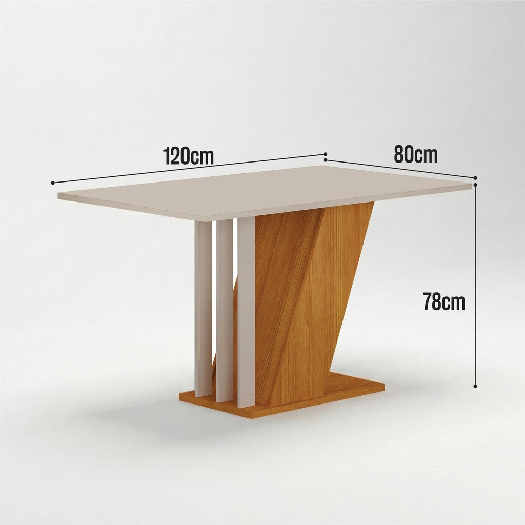 Conjunto Sala de Jantar Mesa 4 Cadeiras Tampo de Vidro Miami Yescasa Off White Freijo/OffWhite/Palha · foto 2