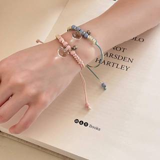 Pulseira trançada da Hello Kitty dos desenhos animados feminina doce estilo feminino rosa pulseira tecida à mão presente