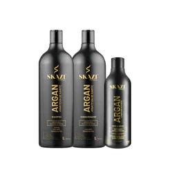Kit Skazi Argan + Karité – Shampoo 1L, Condicionador 1L e Creme de Pentear 400ml – Nutrição e Brilho Intenso