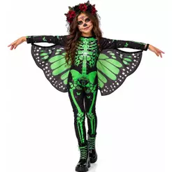 Fantasia Esqueleto Infantil Asa de Borboleta de Halloween