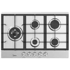 Cooktop 5 Bocas a Gás Inox com Grade de Ferro Fundido Midea