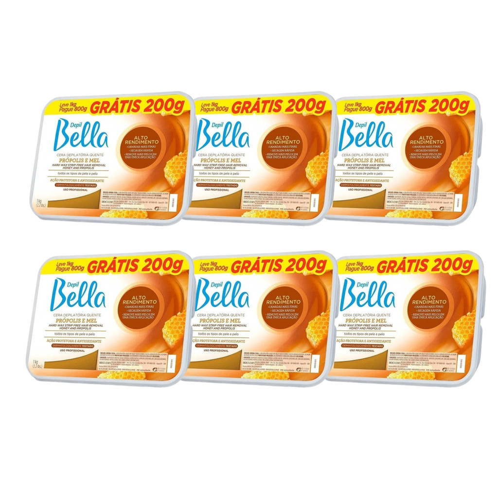 Kit Depil Bella Cera Própolis e Mel 1kg - 6 unidades