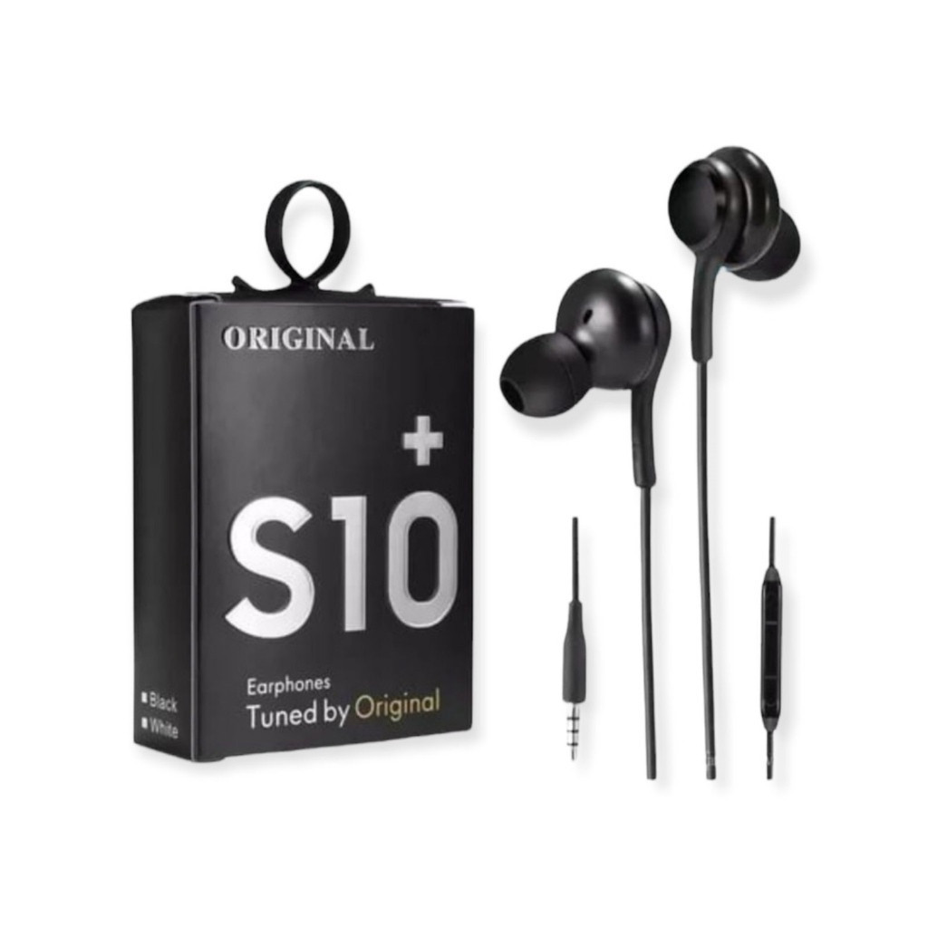 Fone de Ouvido Intra Auricular Bass Grave para Celular Smartphone - S10+ Saída P2, Preto