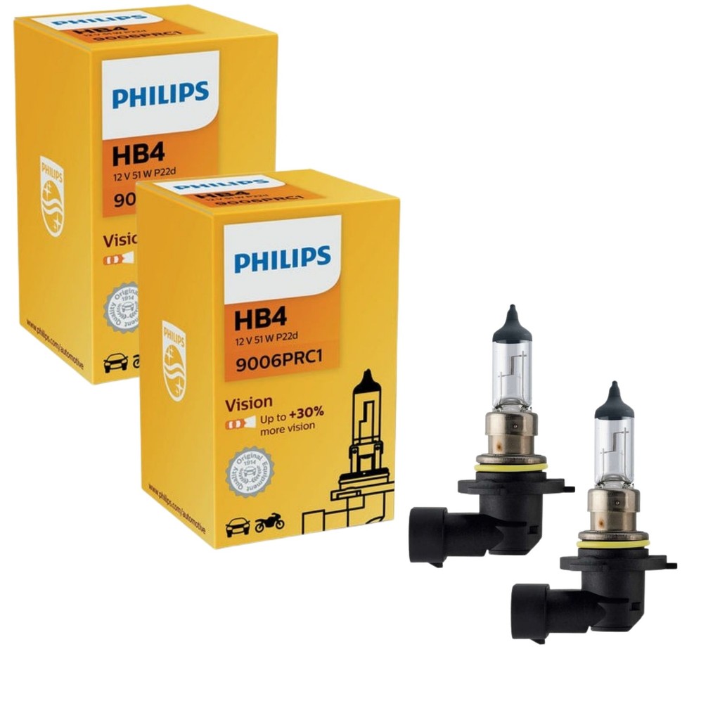 PAR DE LÂMPADA HALÓGENA FAROL ALTO BAIXO E NEBLINA HB4 PHILIPS VISION +30% 12V 51W em Oferta na Shopee