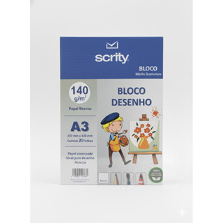 Bloco Desenho A3 140 g/m² 20 folhas Branco em Oferta na Shopee