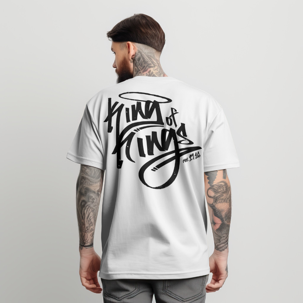 Camiseta Oversized Streetwear Masculina Unisex Jesus Cristã King is King Cristo rei dos reis