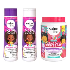 Kit Hidratação e Antinós Kids com Shampoo e Condicionador SOS Cachos + Creme para Pentear