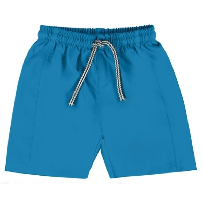 Bermuda Masculina Infantil Básica Com Cordão Em Tectel Malwee Azul