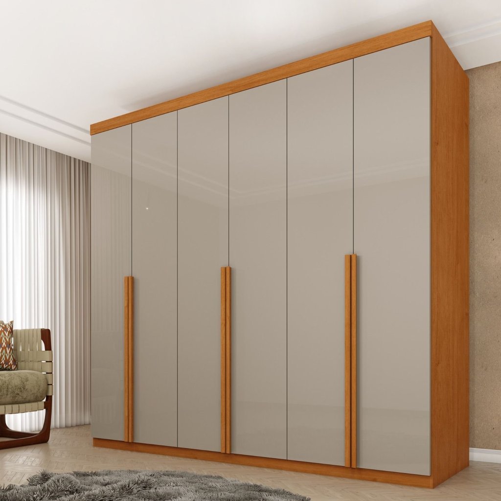 Guarda Roupa Casal 100% MDF 6 Portas 4 Gavetas 218cm Milano Espresso Móveis Cinamomo/Off White em Oferta na Shopee