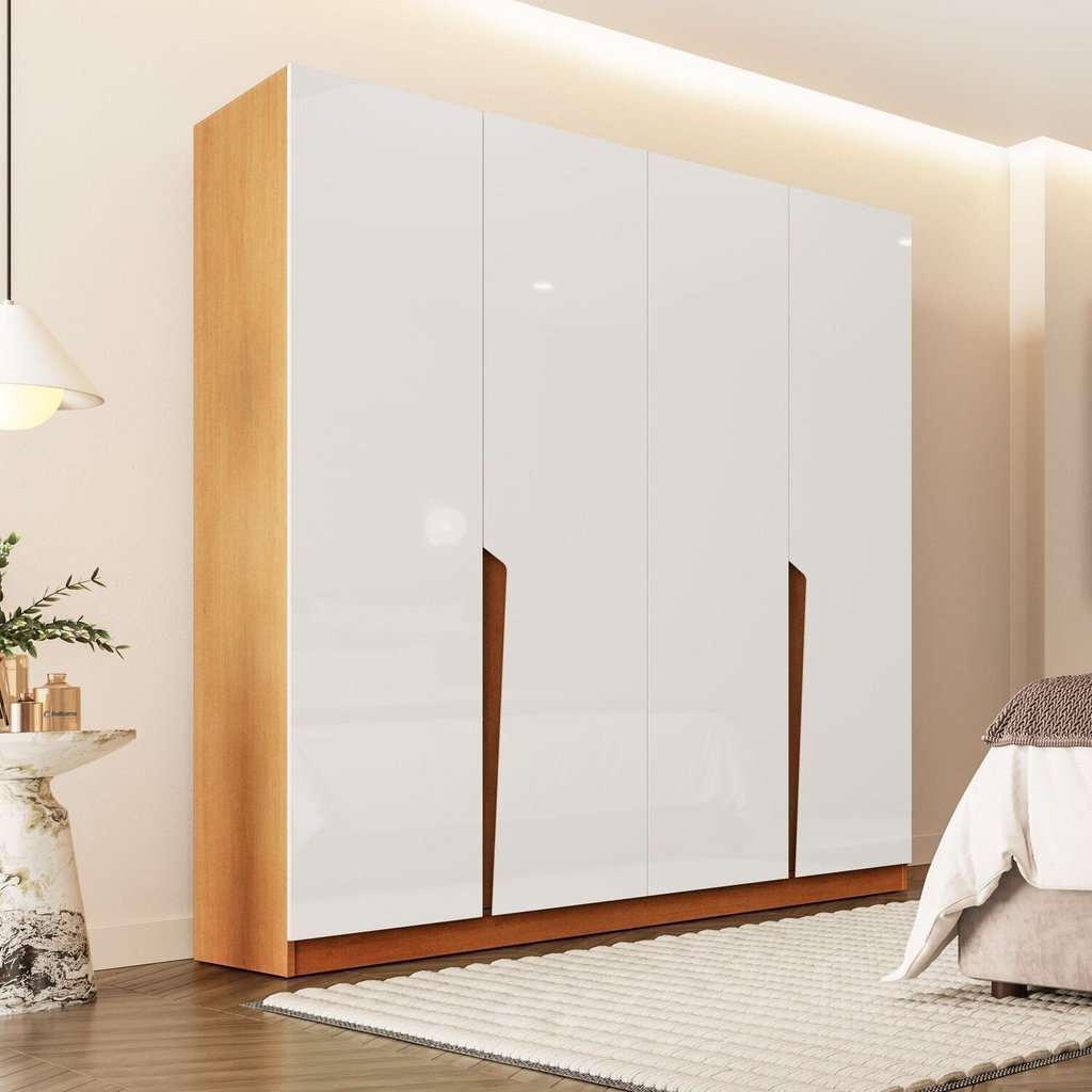 Guarda Roupas 4 Portas 4 Gavetas Porto Freijó/Branco em Oferta na Shopee