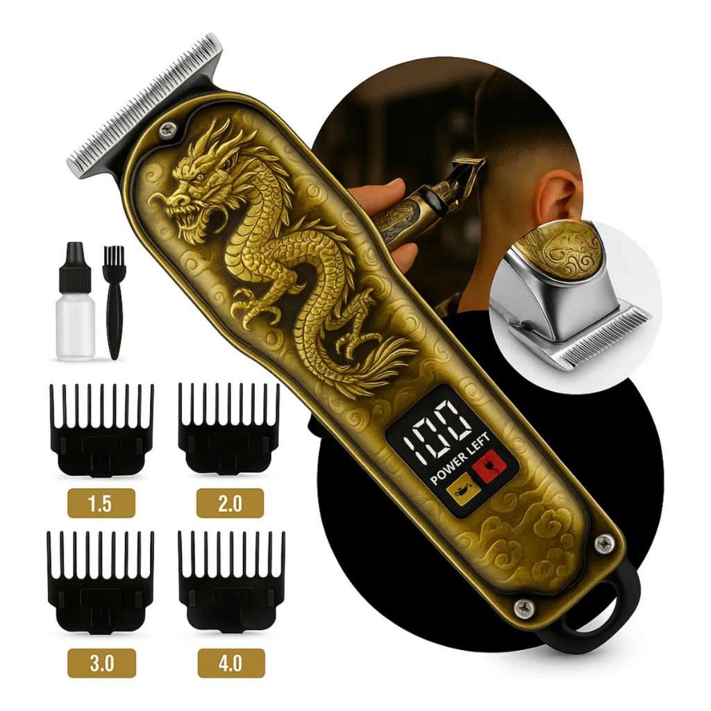 Máquina de Cortar Cabelo Profissional Recarregável USB Display Digital Barbeador Barba e Cabelo