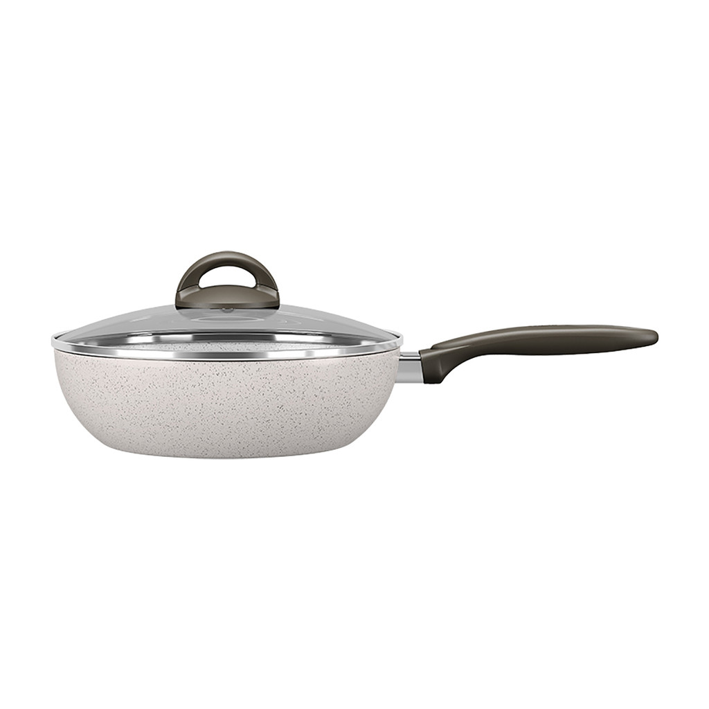 Frigideira Wok Tampa Vidro 24cm Ceramic Life Suprema Antiaderente Mineral Resist Vanilla Brinox em Oferta na Shopee