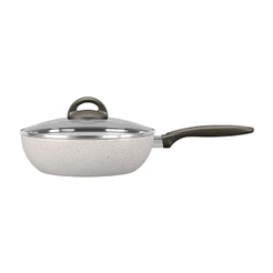 Frigideira Wok Tampa Vidro 24cm Ceramic Life Suprema Antiaderente Mineral Resist Vanilla Brinox