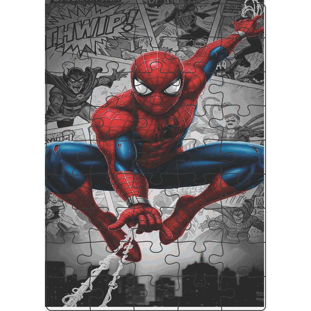 Quebra-Cabeça Jogo Infantil Educacional Homem Aranha (1) 45 peças 20x28 cm Feito em Madeira (MDF)