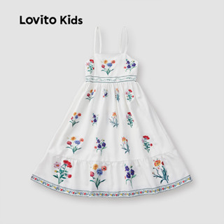 (BKF3) Lovito Kids Vestido Fofo com Franzido para Menina Ideal para primavera/verão L153ED169 em Oferta na Shopee