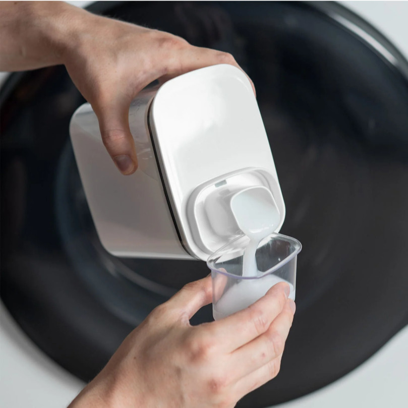 Detalhes do Kit 2 Lavanderia Dispenser 1,5L Pote Medidor Hermético Produtos Limpeza Organizador Flow OU
