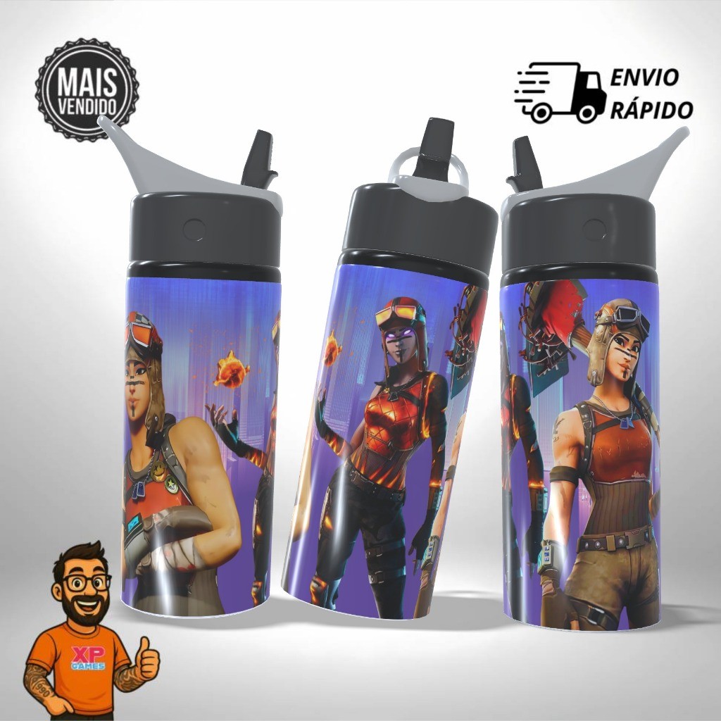 Garrafa Squeeze Personalizado – Fortnite Renegade Raider Game - Infantil Escolar Alumínio