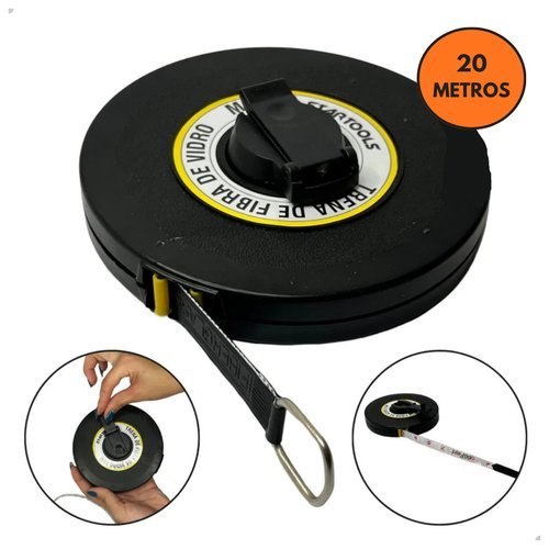Trena Fibra Vidro 20 Metros Profissional Fita Medição Resistente
