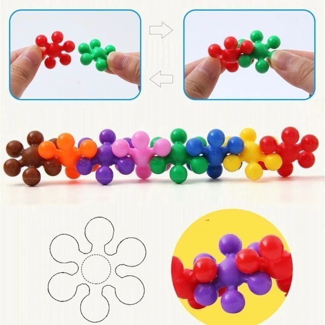 Bloco Girando Flor De Ameixa Estrelinhas Construção Infantil Brinquedos de encaixar Educativo 127 Peças
