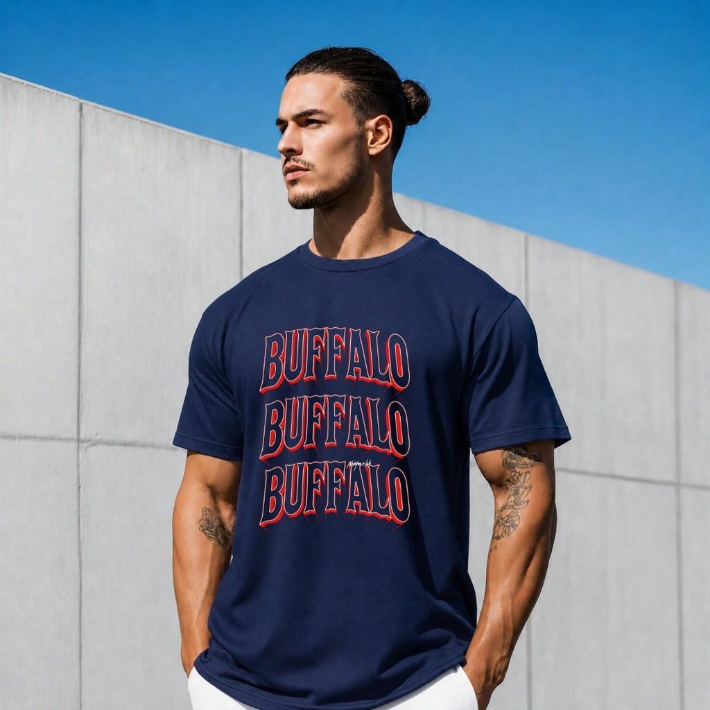 Camiseta Masculina 100 Algodão Estampada Escritas Buffalo Colorido Camisa Estilo Casual Básico Confortável Macia Passeio