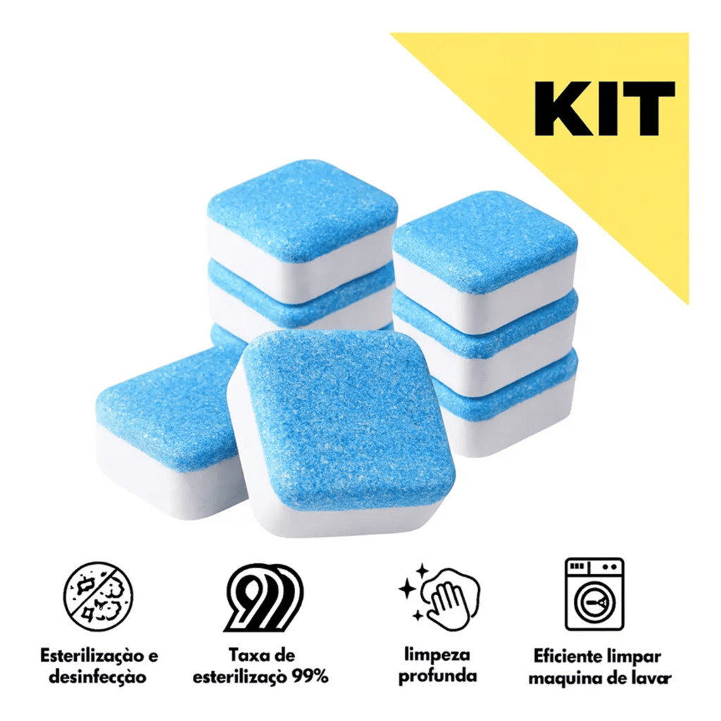 Pastilha Tablete Limpeza Máquina Lavar Roupa Louça Kit 12 Un — imagem 2 de 2
