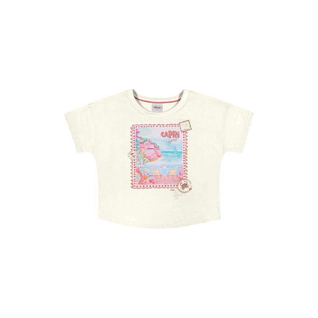 Blusa Infantil Menina Brilho Stamp Elian Bege