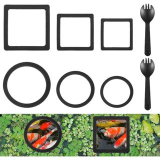 Conjunto de 6 Peças de Corais Flutuantes para Aquário, Anéis de Alimentação para Peixes em EVA Preto, Acessórios para Aq