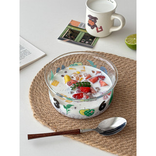 Criativo bonito tigela de vidro alto borosilicato resistente ao calor tigela de salada tigela de iogurte tigela de sopa 