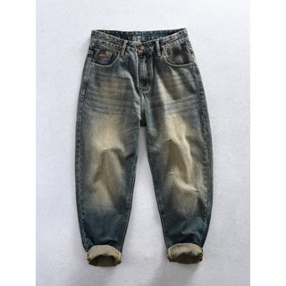 Japonês Retro masculino azul lavado Jeans juventude Casual solto All-Match calças de cintura média calças bonitas roupas