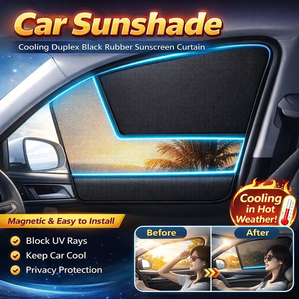 [Mantém o Carro Fresco] Magnetic Blackout Car Sunshade/Cortina de Tela para Janela/Proteção Solar UV