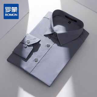 [Suave e confortável] Romon primavera outono novo estilo camisa de manga comprida cor sólida lapela simples negócios Cas