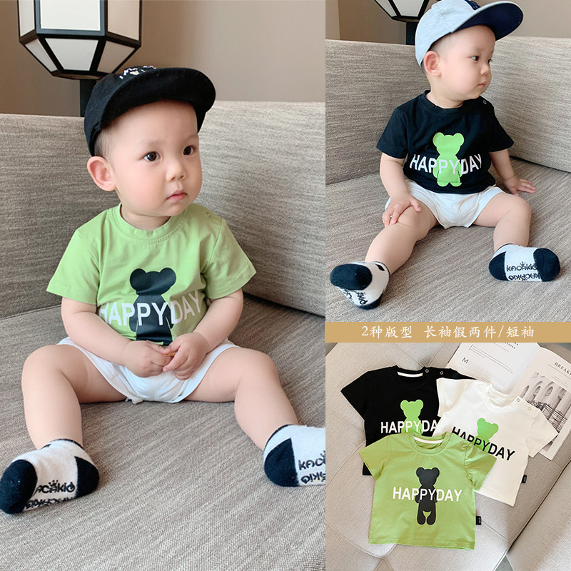 Meninos camiseta de manga curta verão Casual crianças topos meninos moda camisetas bebê crianças pequenos ursos dos dese