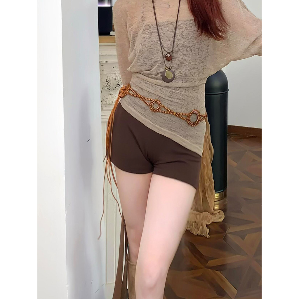 Boêmio trançado frisado cintura corda feminino novo estilo estilo étnico vestido cintura corrente mais magro olhar borla