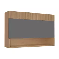 Armário Aéreo Cozinha Nesher Realeza 1 Porta 120cm Carvalho/Titânio