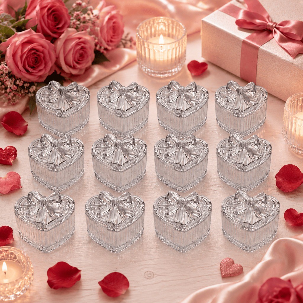 Kit 12 Mini Potes Bomboniere Coração Vidro Lembrancinha Casamento Chá de Panela Aniversário Festa CHEF D