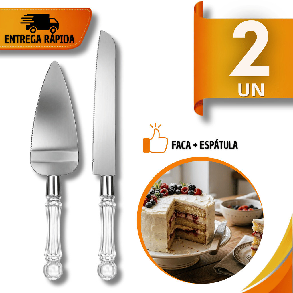Utilidade Espátulas e Facas Para Bolo Tortas Pães Cozinha Aço Inox Cabo Acrílico Facilidade Corte